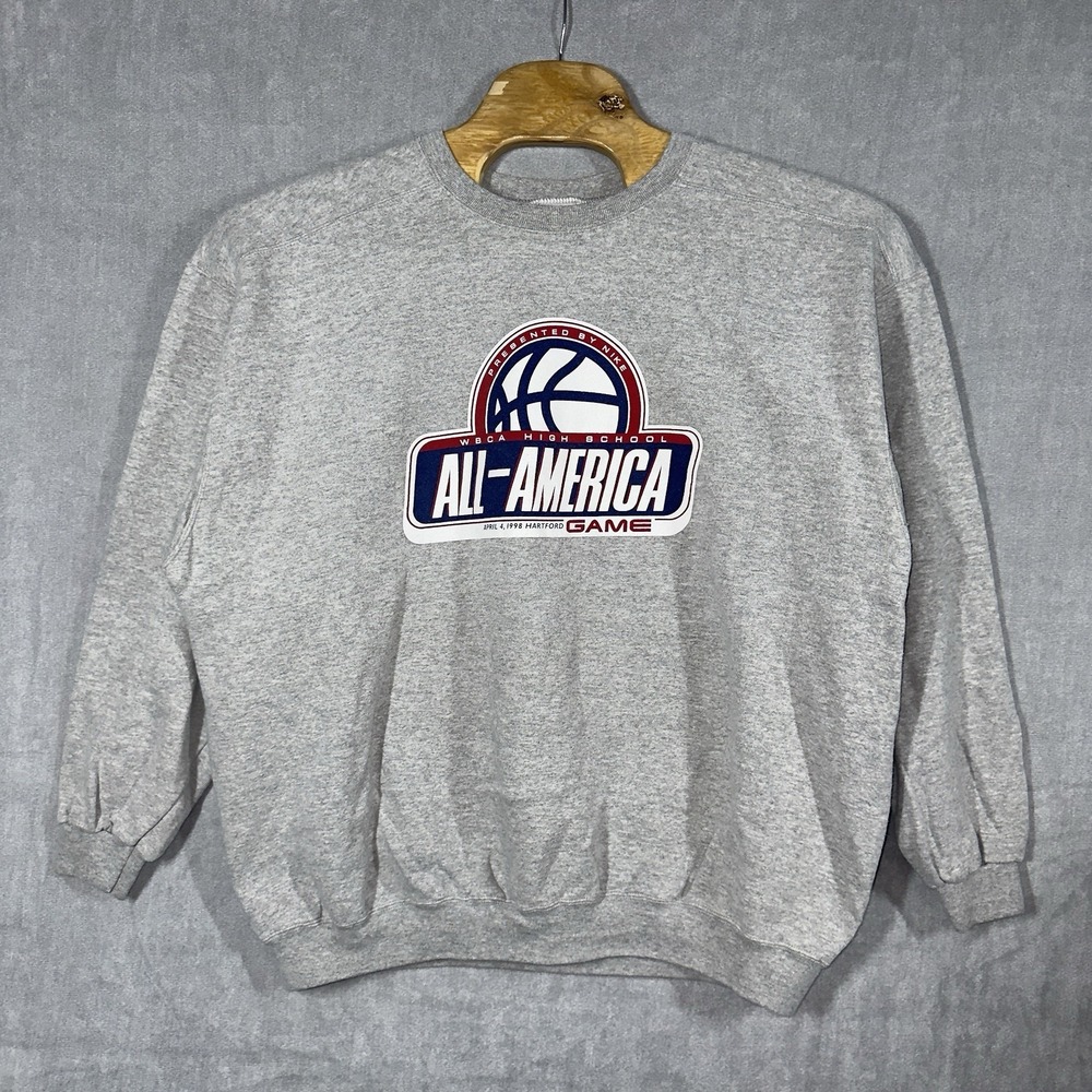 Vintage 1998 NIKE Made In USA Gray WBCA All American Game Sweatshirt‎ Adult XL